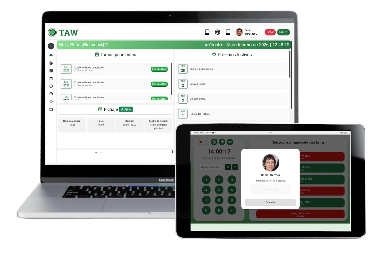 Panel de Time At Work