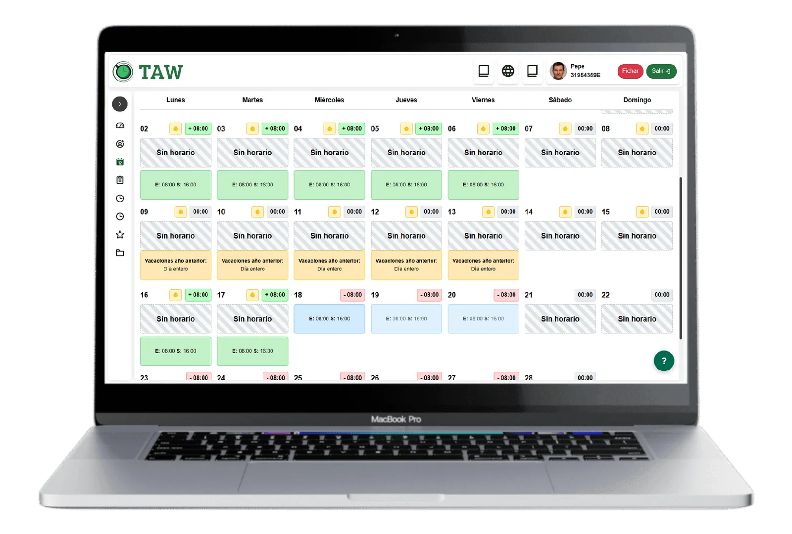Panel de Time At Work